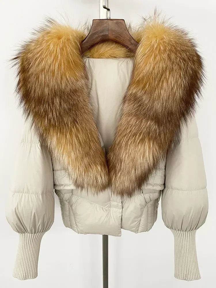 Elegant Casual Women’s Raccoon Fur Collar Coat - Winter Jacket 2024 - Buy Center US