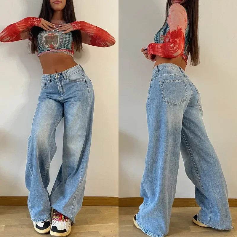 CPSYMYM Women's High Waist Wide-Leg Pants - Retro Casual Denim - Buy Center US