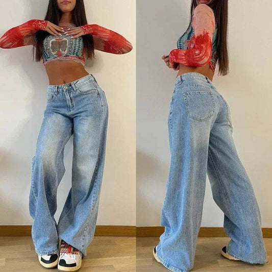 CPSYMYM Women's High Waist Wide-Leg Pants - Retro Casual Denim - Buy Center US