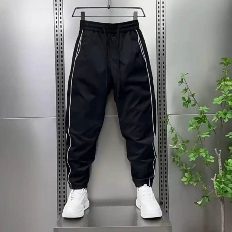 Korean Style Ice Silk Joggers for Men - Casual Ankle-Length Harem Pants - Buy Center US