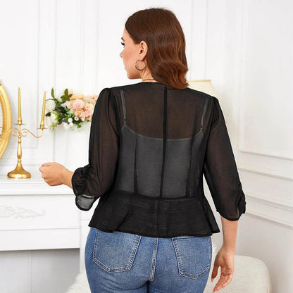 LAPA Plus Size Women's Short-Sleeved Cardigan - Casual Solid Top - Buy Center US