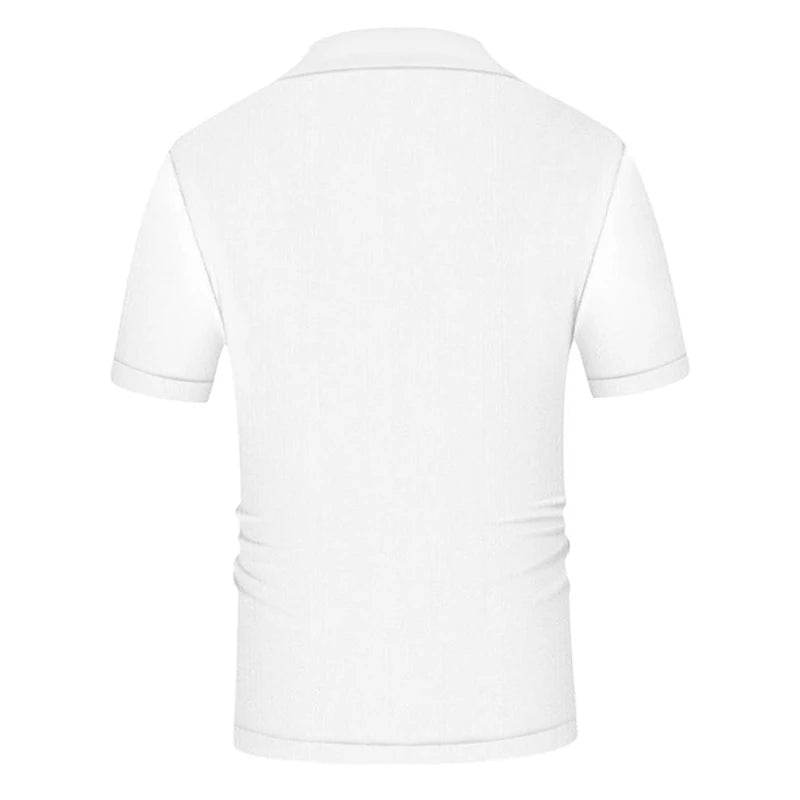 Men's Casual Knitted Patchwork Polo Shirt - Breathable Short Sleeve T-Shirt - Buy Center US