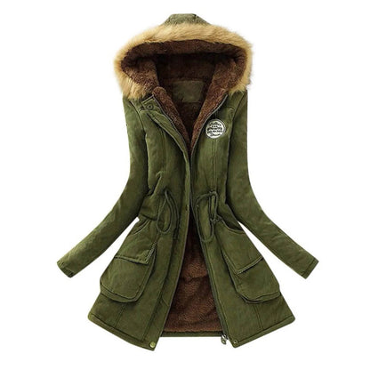 Women's Plus Size Warm Hooded Parka - Fleece Lined Mid-Length Jacket - Buy Center US