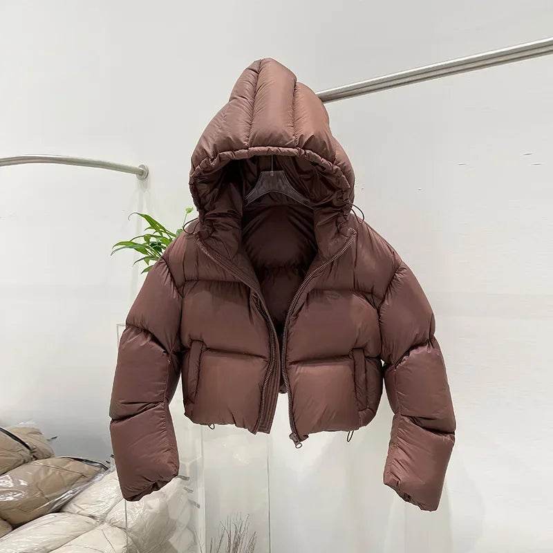 Women's Super Thick Hooded Puffer Coat - 90% White Duck Down - Buy Center US