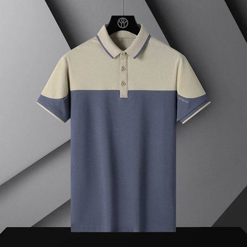 Korea Style 2023 Men's Polo Shirt - Breathable Patchwork Short Sleeve Tops - Buy Center US