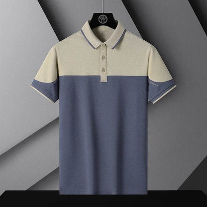 Korea Style 2023 Men's Polo Shirt - Breathable Patchwork Short Sleeve Tops - Buy Center US