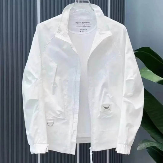 Casual Men's Autumn Jacket - Breathable Solid Color Stand Collar Design - Buy Center US