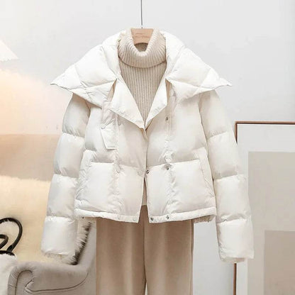Women's Thickened White Duck Down Coat - Double Breasted Winter Style - Buy Center US