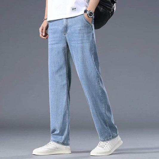 Men's Thin Straight Lyocell Jeans - Casual Comfortable Fashion Trousers - Buy Center US