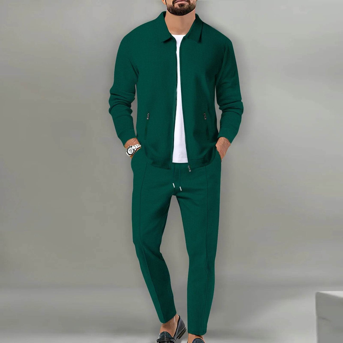 Boilen Heng Xin Men's Casual Blazer Set - Waffle Baseball Suit - Buy Center US