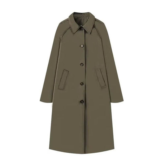 Zach Ailsa Women's Winter Trench Coat - Single Breasted, Long Sleeve - Buy Center US