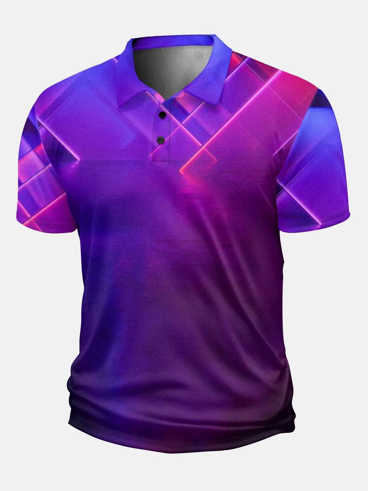 2025 Men's Casual Polo Shirt - 3D Gradient Stripe Print for Everyday Wear - Buy Center US