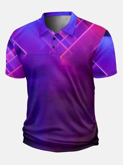2025 Men's Casual Polo Shirt - 3D Gradient Stripe Print for Everyday Wear - Buy Center US