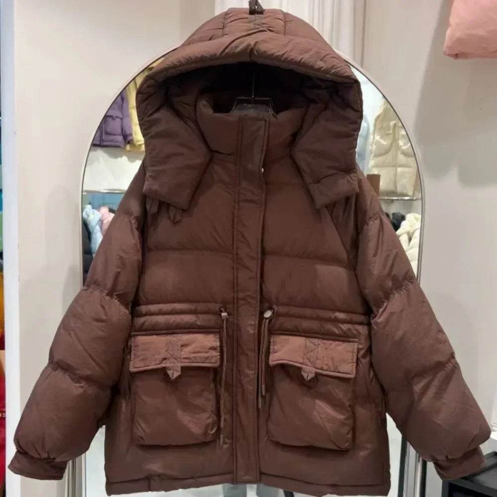 Women's Puffer Jacket - Warm Korean Style, White Duck Down Coat - Buy Center US