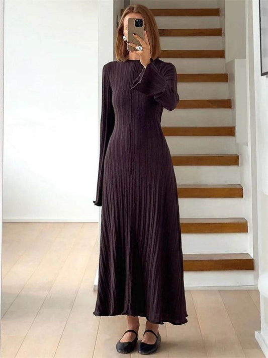 Tossy Women’s Maxi Dress - Lace-Up High Waist Long Sleeve Knit - Buy Center US