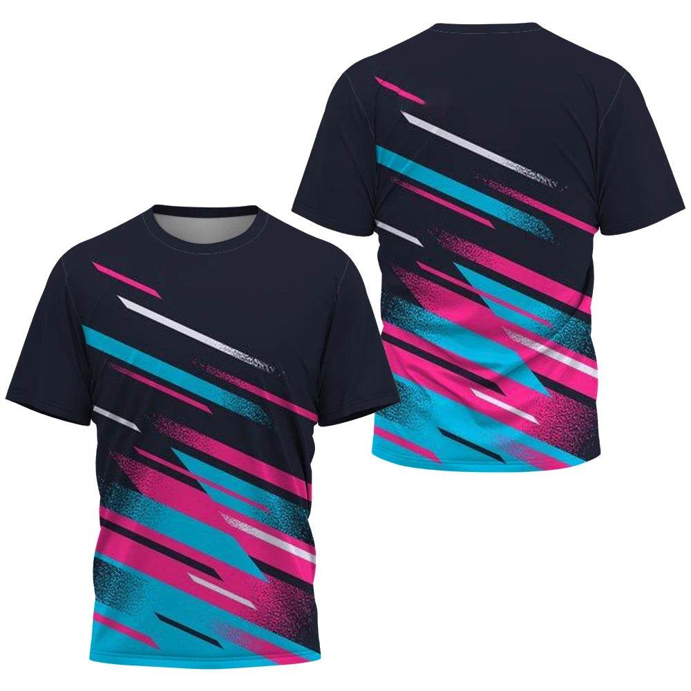 Men's Gradient Stripe T-Shirt - Lightweight Casual Sports Tee for Training - Buy Center US