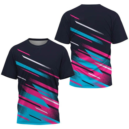 Men's Gradient Stripe T-Shirt - Lightweight Casual Sports Tee for Training - Buy Center US