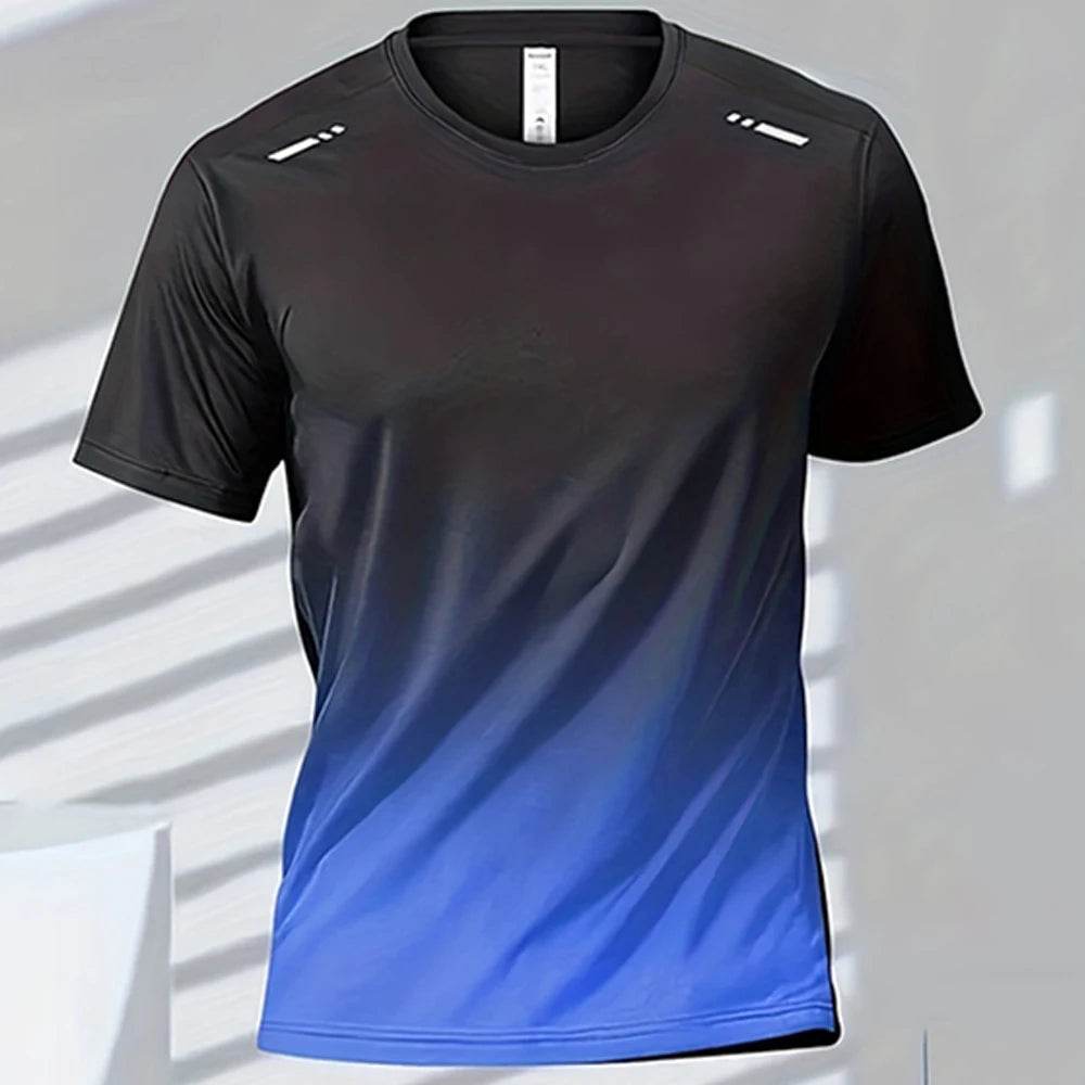 Men's Quick-Dry Gradient Sports T-shirt - Lightweight Short Sleeve Tee - Buy Center US