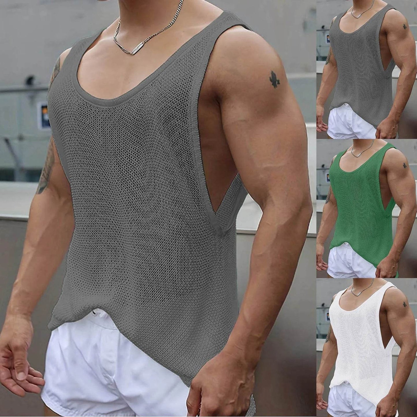 Men's Sleeveless Knitted Fitness Tank Top - Quick-Drying Summer Style - Buy Center US