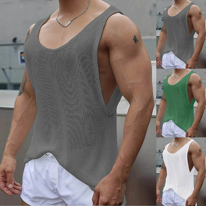 Men's Sleeveless Knitted Fitness Tank Top - Quick-Drying Summer Style - Buy Center US