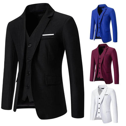 Men's Slim Fit Blazer - Comfortable Solid Color for Business & Casual Wear - Buy Center US
