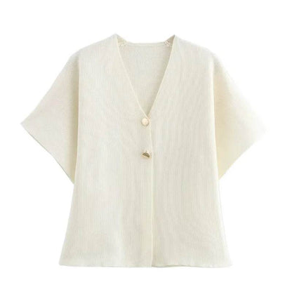 TRAF Women's Elegant Short Sleeve Jacket - Casual Knit Outerwear - Buy Center US