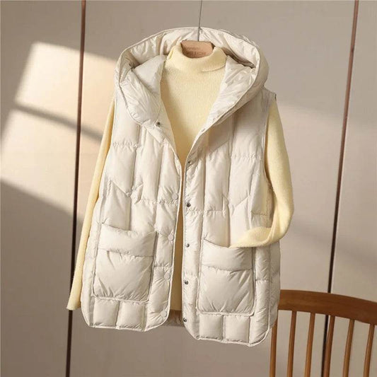Women's 90% White Duck Down Sleeveless Vest - Autumn/Winter Fashion - Buy Center US