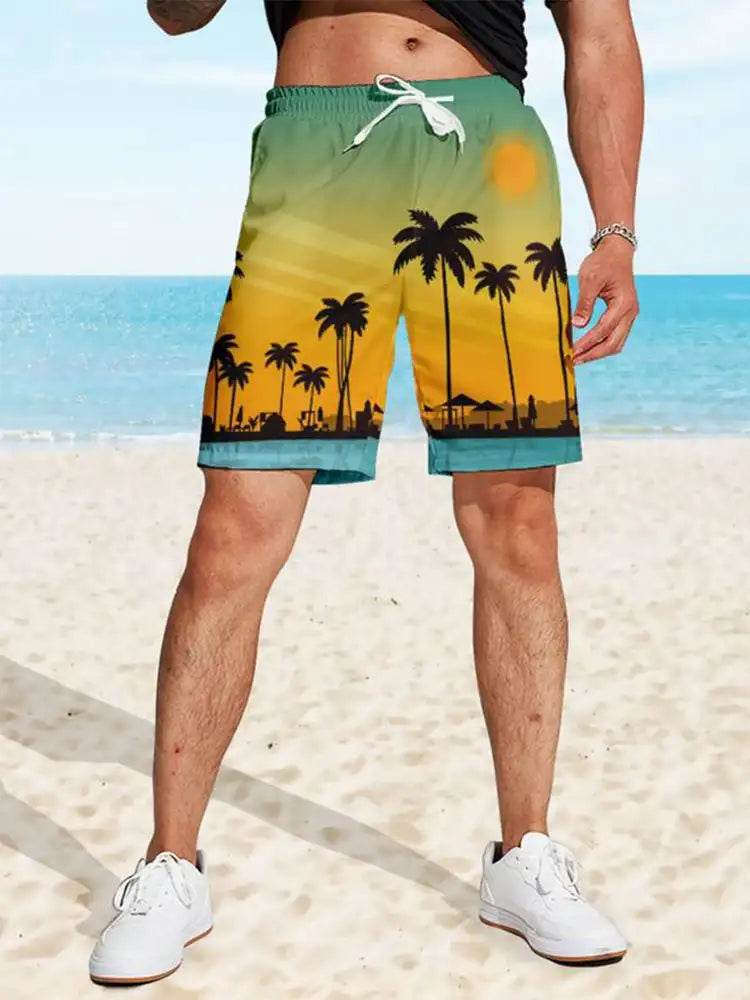 2024 Men's Hawaiian Board Shorts - Casual Swim Trunks with Drawstring - Buy Center US
