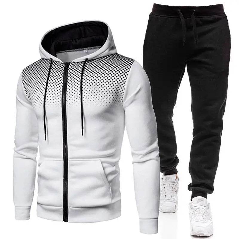 Stylish Zipper Hooded Tracksuit for Men - Casual Fitness Jogging Set - Buy Center US