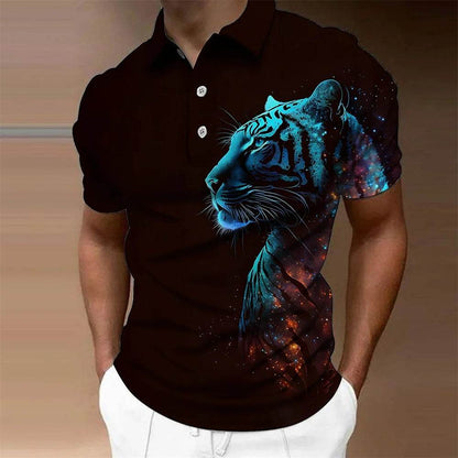 3D Wolf & Eagle Print Polo Shirt - Casual Short Sleeve Men’s Tee - Buy Center US
