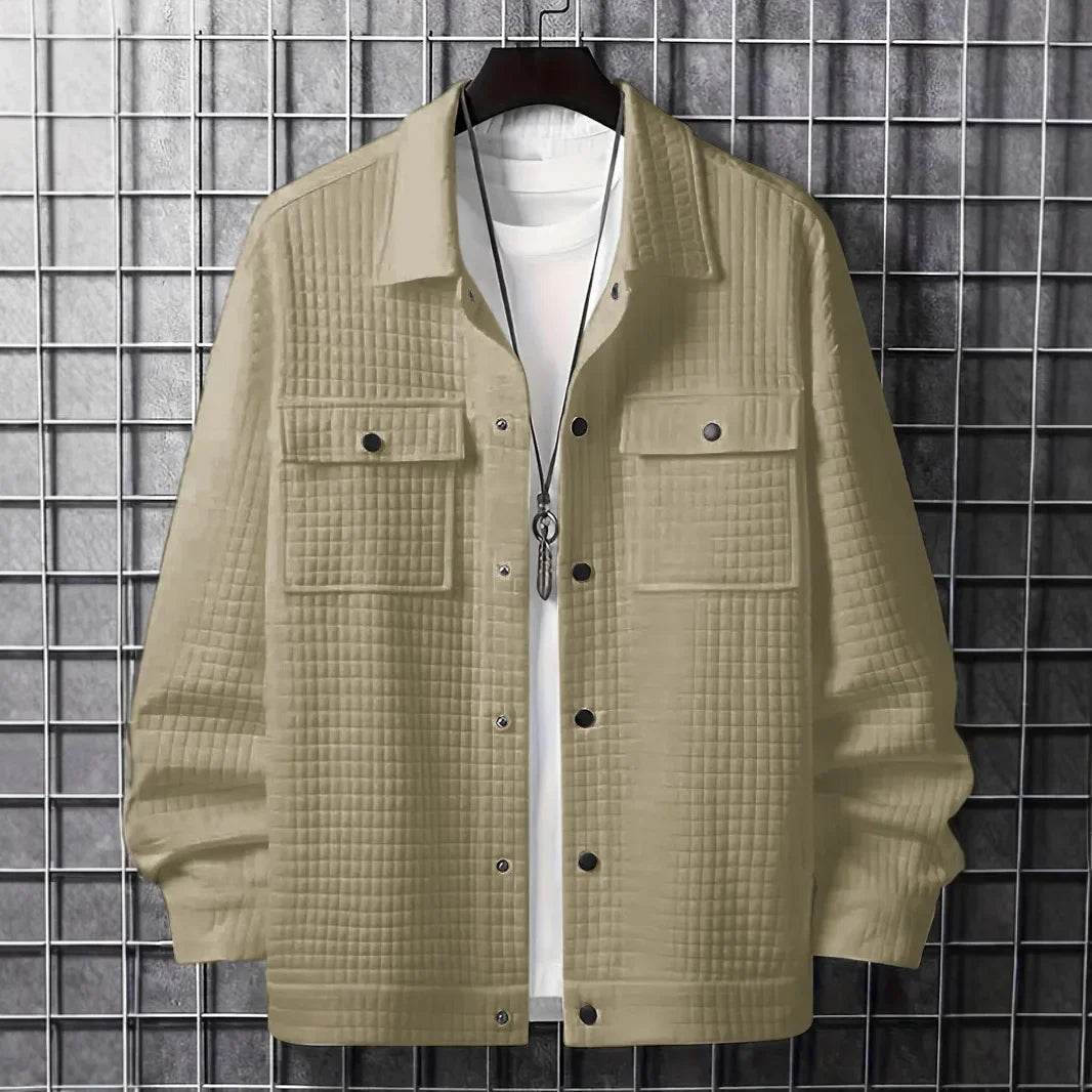 Men's Casual Solid Color Jacket - Turn-Down Collar, Long Sleeve Style - Buy Center US
