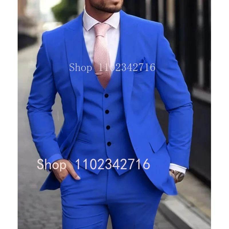 Luxury Pink Men’s Tuxedo Suit 3 Piece - Slim Fit Jacket, Pants & Vest - Buy Center US