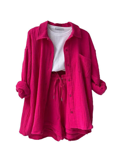 DANXRUHA Women's Muslin Suit Short Set - Casual Spring Outfit - Buy Center US