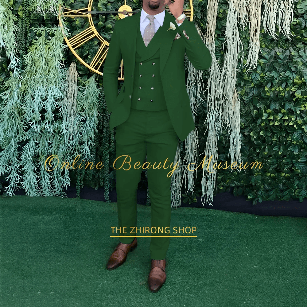 Men's 3-Piece Wedding Suit - Elegant Single-Breasted Jacket & Trousers - Buy Center US