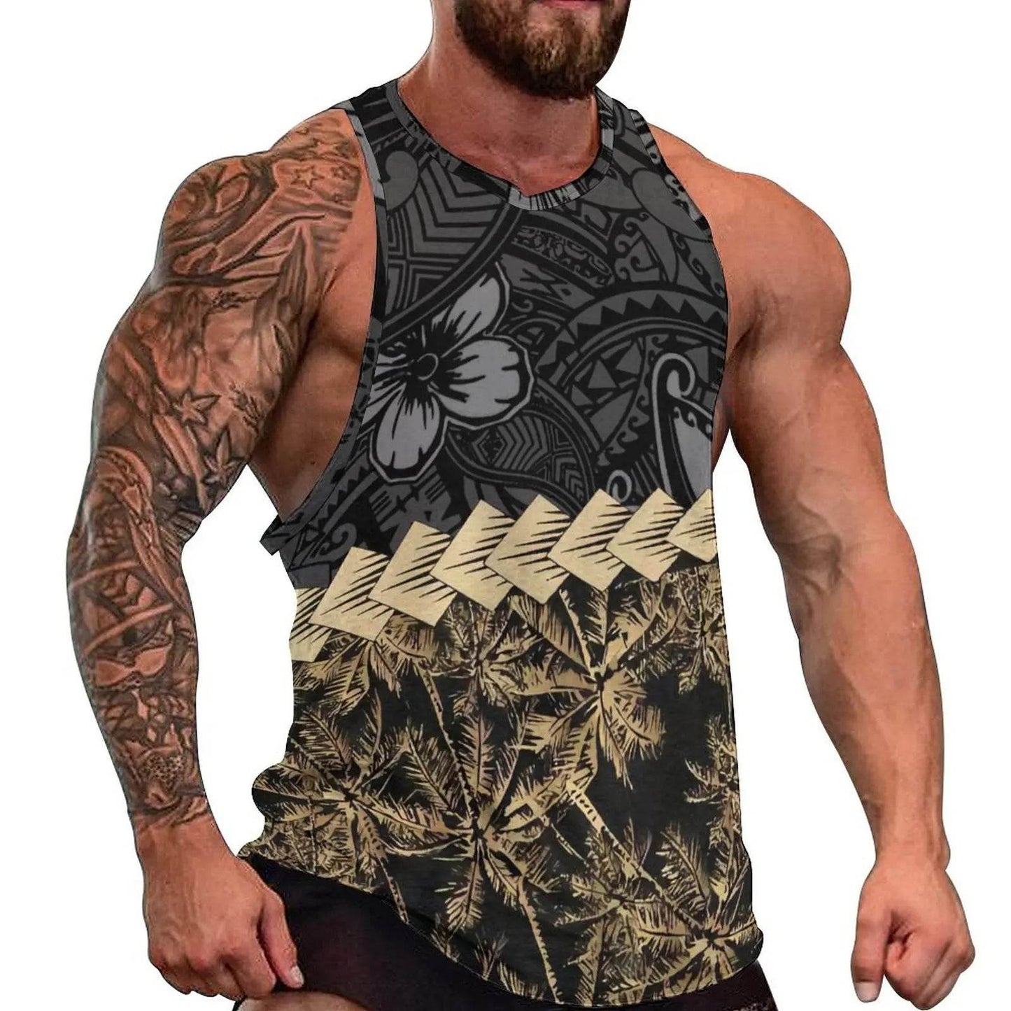 Samoan Men's Beach Vest - Polynesian Design for Summer Travel - Buy Center US
