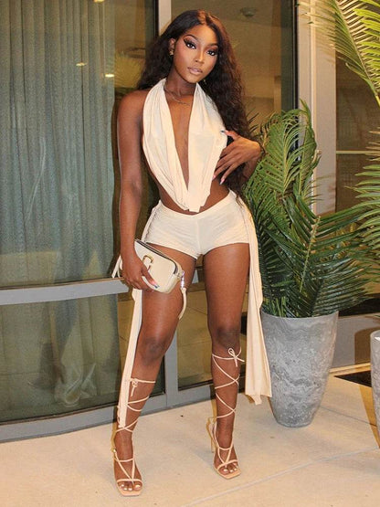 Weird Puss Women’s 2-Piece Halter Set - Sexy Clubwear with Shorts - Buy Center US