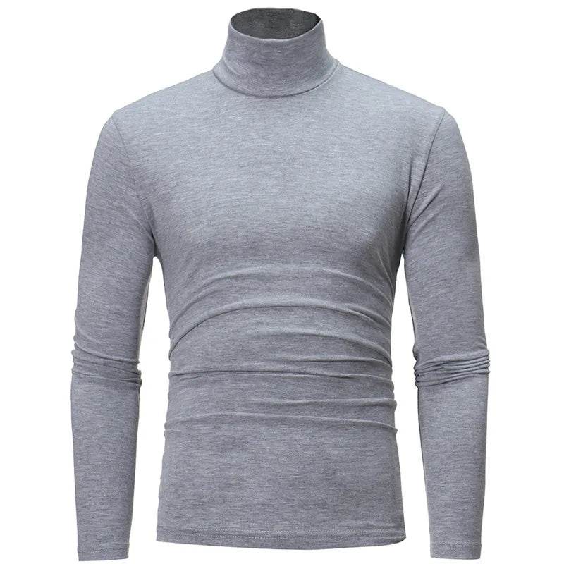 Bigsweety Men's Turtleneck Pullover - Solid Color Slim Fit for Spring - Buy Center US