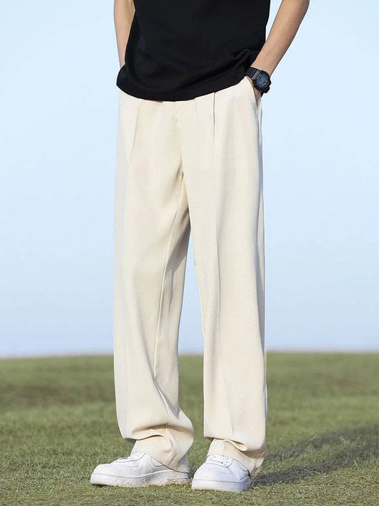 Lightweight Korean Men's Loose Slacks - Elastic Waist for Comfort - Buy Center US