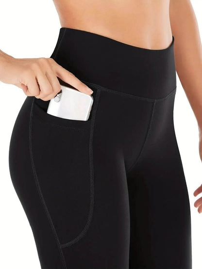Women's High Waist Flared Pants with Pockets - Casual Yoga Fit - Buy Center US