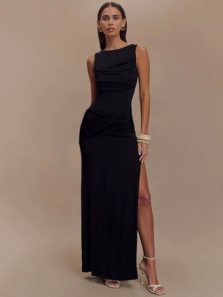 Mozision Women’s Backless Maxi Dress - Elegant Thigh High Split - Buy Center US