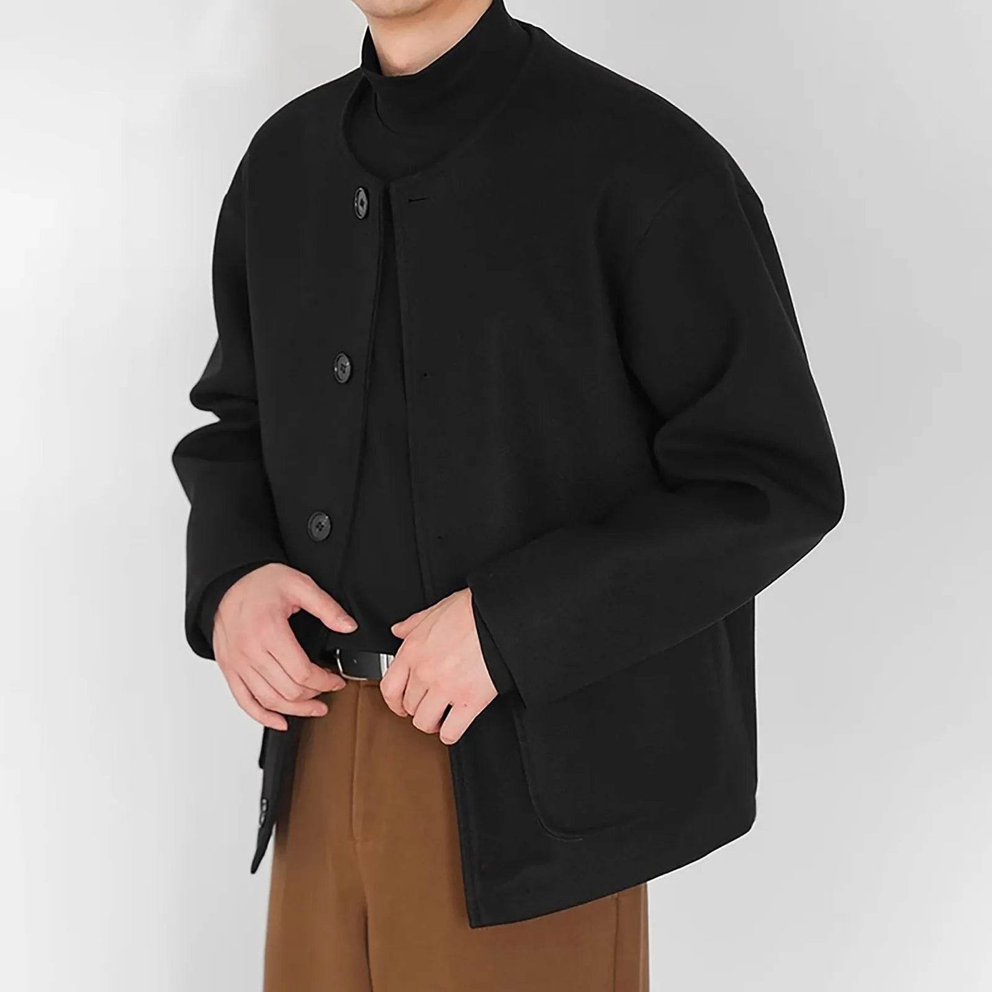 Men’s Winter 2025 Casual Jacket - Stand Collar, Detachable Hood, Checked Design - Buy Center US