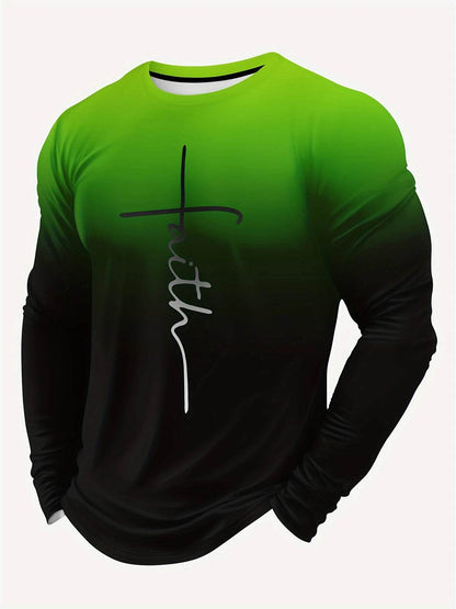 Men's Color Block 3D Print Long Sleeve T-Shirt - Casual Autumn Tee - Buy Center US