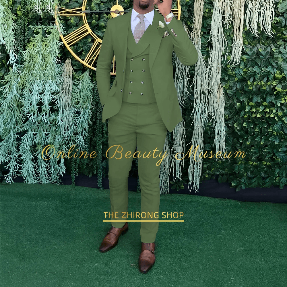 Men's 3-Piece Wedding Suit - Elegant Single-Breasted Jacket & Trousers - Buy Center US