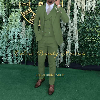 Men's 3-Piece Wedding Suit - Elegant Single-Breasted Jacket & Trousers - Buy Center US