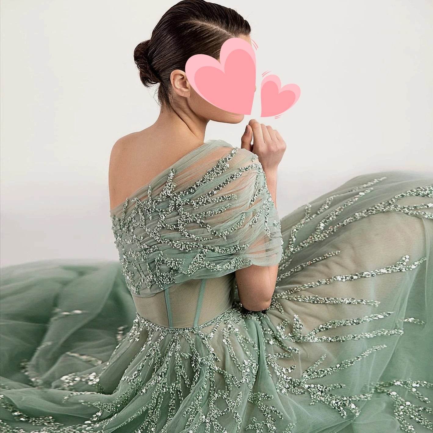 Oisslec One-Shoulder Prom Dress - Elegant Vintage Beaded Gown - Buy Center US