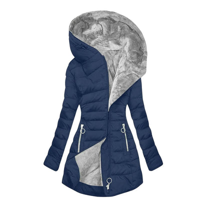 Women's Hooded Down Jacket - Thick Plush-Lined Winter Coat - Buy Center US