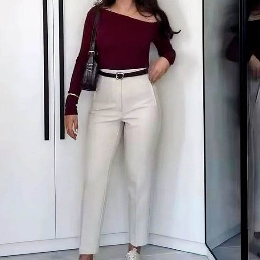 TRAF Women's High Waist Trousers - Formal & Casual Cropped Pants - Buy Center US