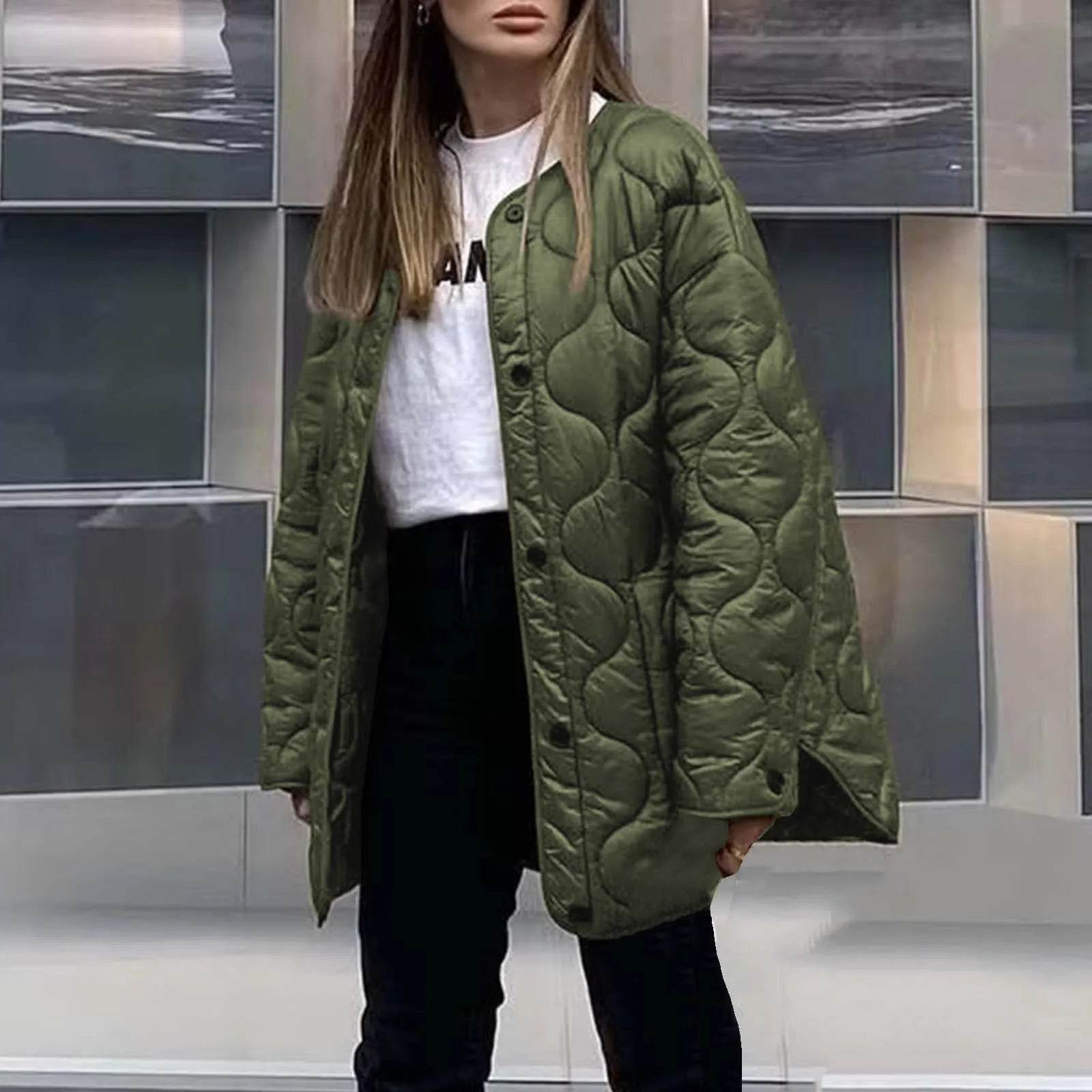 2024 Women's Winter Parka - Warm Solid Color, Big Pocket Design - Buy Center US