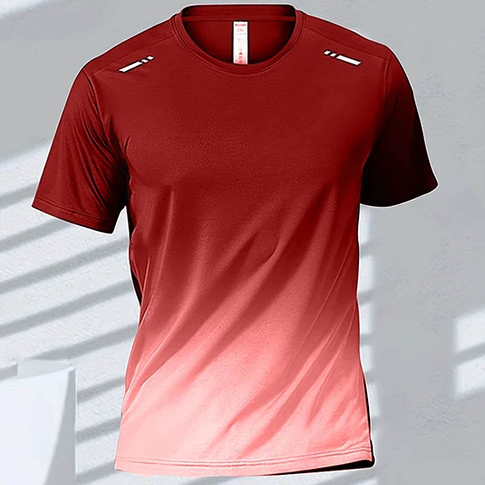 Men's Quick-Dry Gradient Sports T-shirt - Lightweight Short Sleeve Tee - Buy Center US
