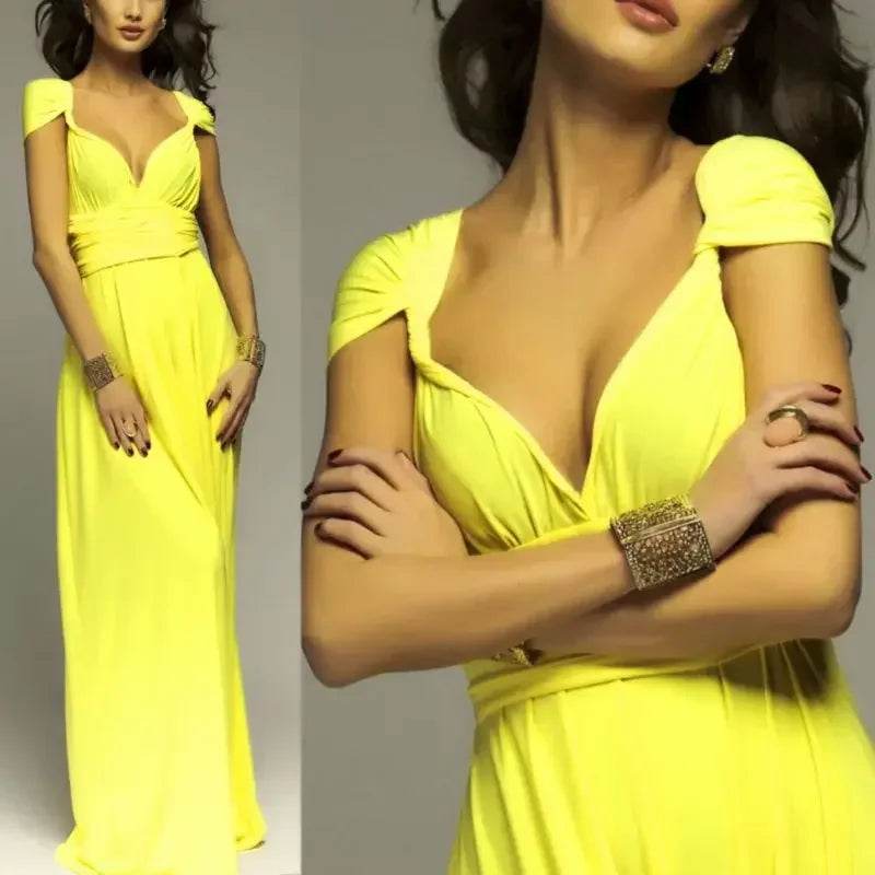 Bohemian V-Neck Maxi Dress - Sexy Sleeveless Summer Gown for Women - Buy Center US